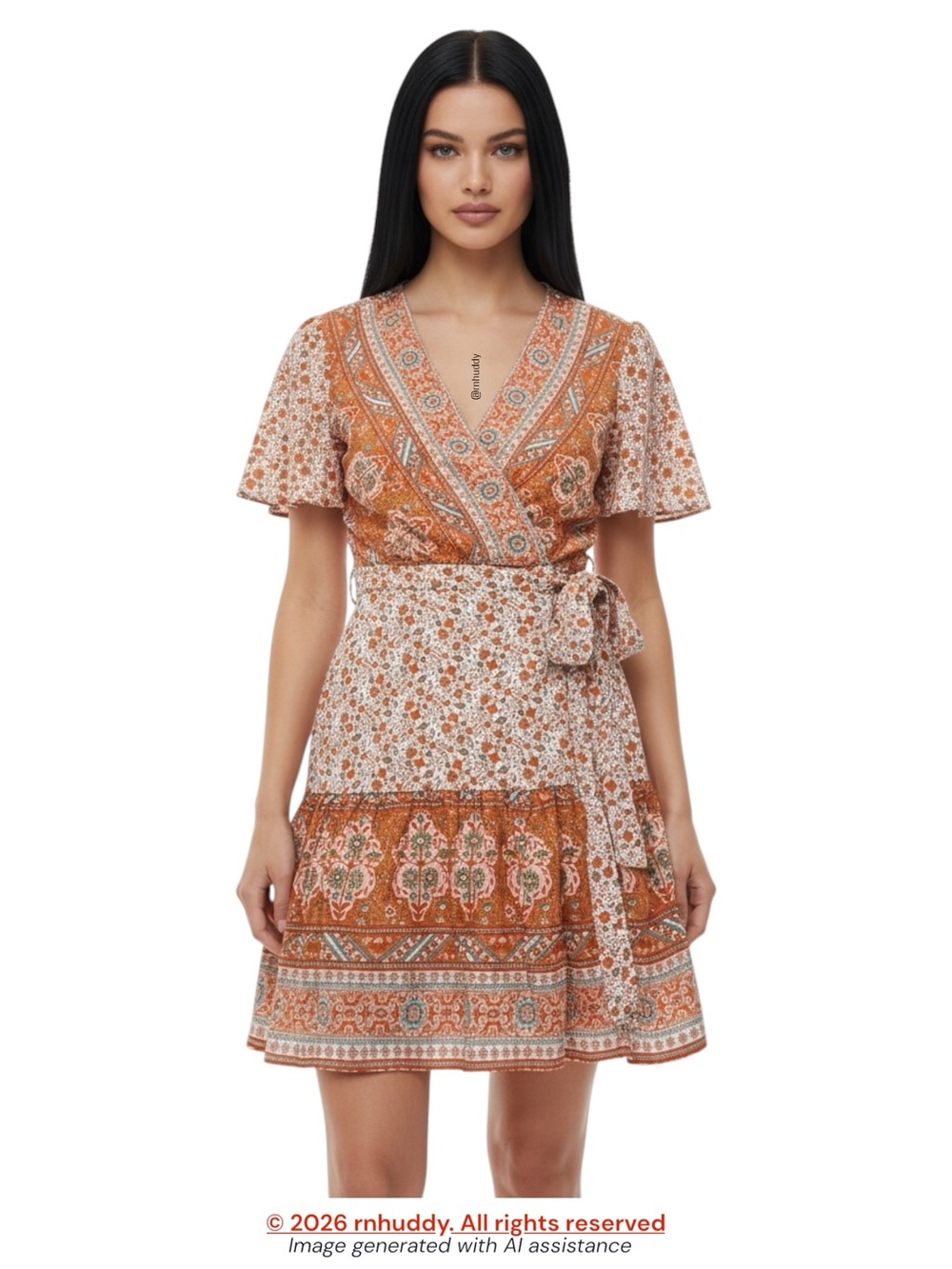 Indikah S boho wrap micro mini dress